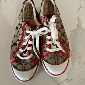 Coach Brown and Red Sneakers